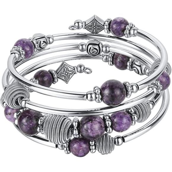 Chakra Turquoise Beaded Bangle - Picture 2 of 3